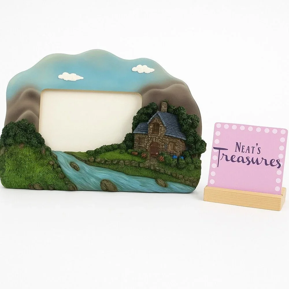 Montefiori Collection Cottage River Mountain Hand Painted Light Up Picture Frame